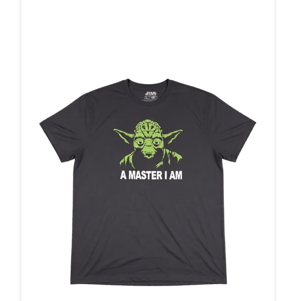 Star Wars Yoda A Master I Am Black Graphic T-Shirt Mens XL